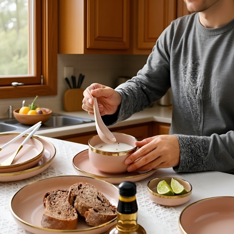 歐式豪華金邊設計陶瓷餐具套裝