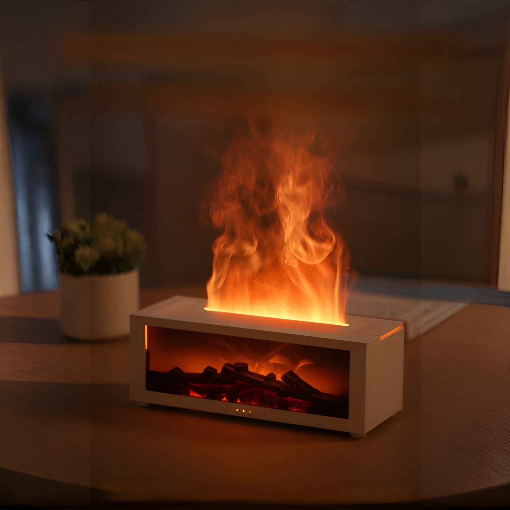 Humidificador con simulación de chimenea moderna