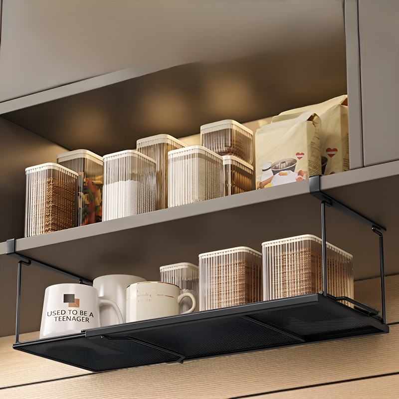 キャビネット下吊り下げラック 吊り下げキャビネット キッチンラック キャビネット下 引き込み式 調味料 ラップ収納 吊り下げバスケット バスケット