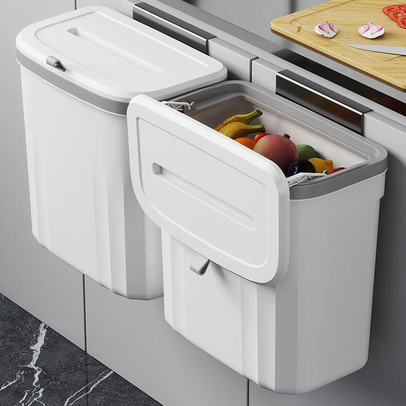  ถังขยะติดผนังสำหรับห้องครัวและห้องน้ำ มีฝาปิด ประหยัดพื้นที่