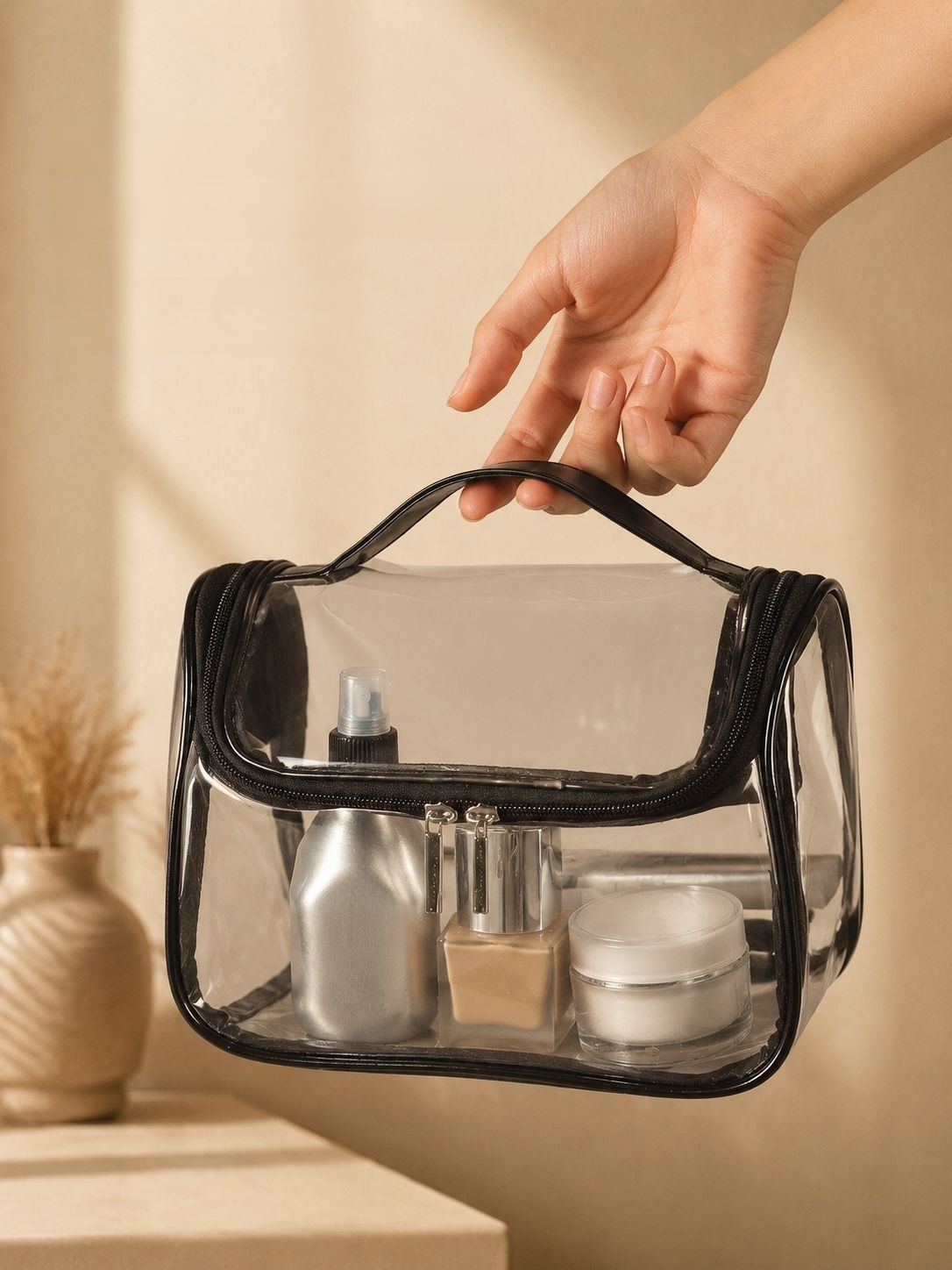 Portable cosmetic bag for business travel and everyday use