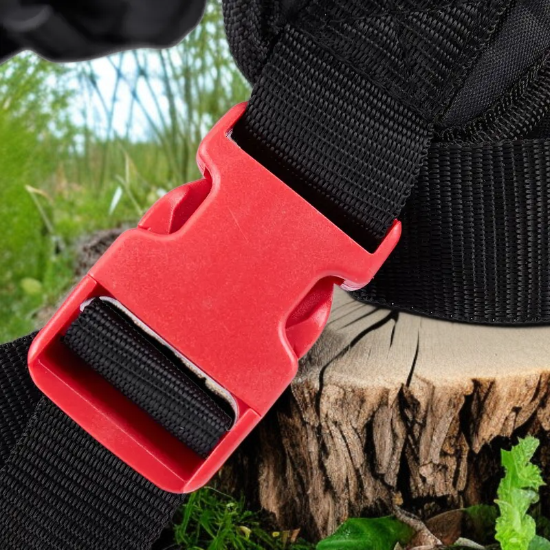 Comfortable double shoulder harness with protective panel for lawnmower