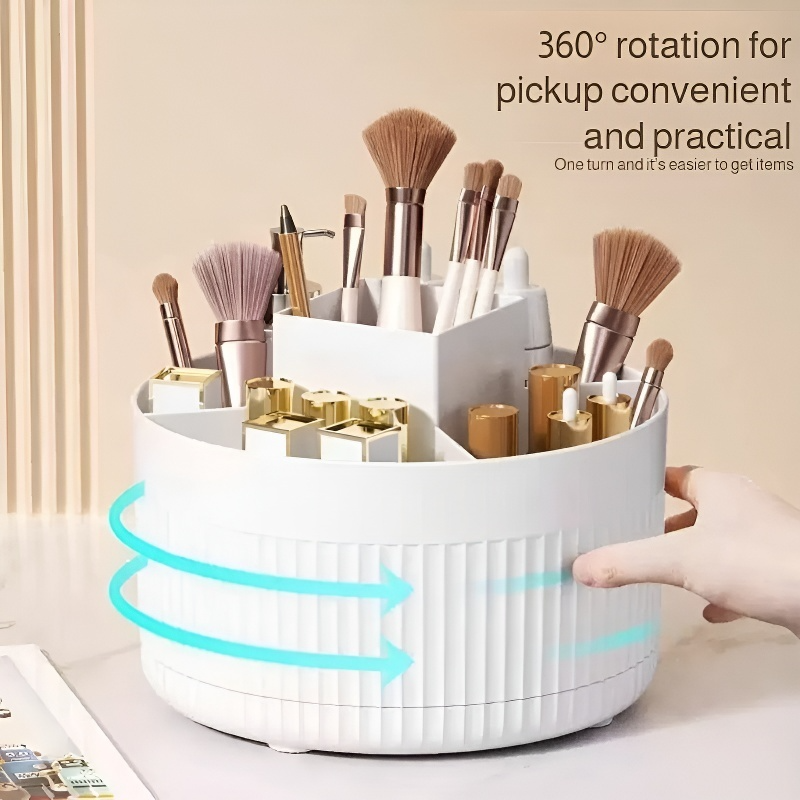 Rotating Desktop Cosmetic Organizer Shelf for Brushes and Pencils