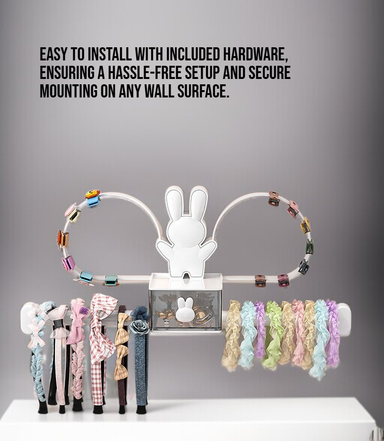 Wall mounted hair clip and accessory storage rack with multiple compartments