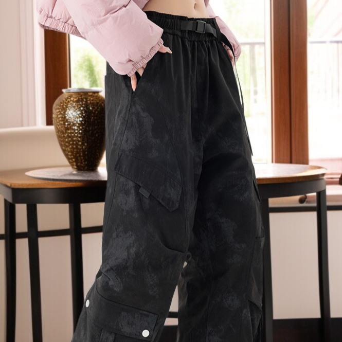 ダウン入りカーゴパンツ、冬用ロングパンツ、90% ホワイトダックダウン、スタイリッシュ、防風、防水、迷彩柄、厚みがあり、自己発熱、関節を保護するグラフェン膝パッド、ユニセックス、寒い天候でのハイキング