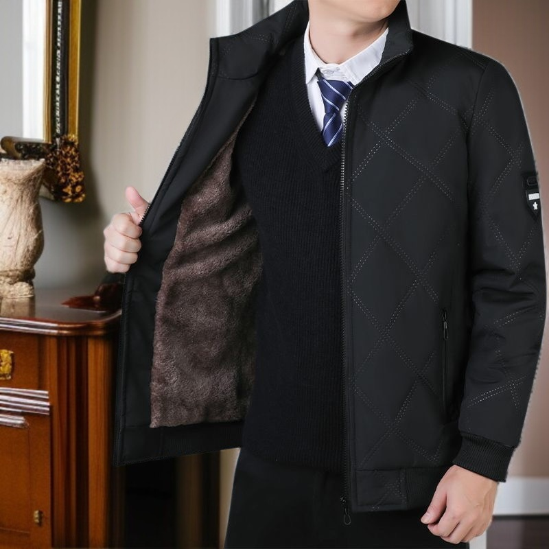 冬のメンズカジュアル厚手ハイネック中綿ジャケット