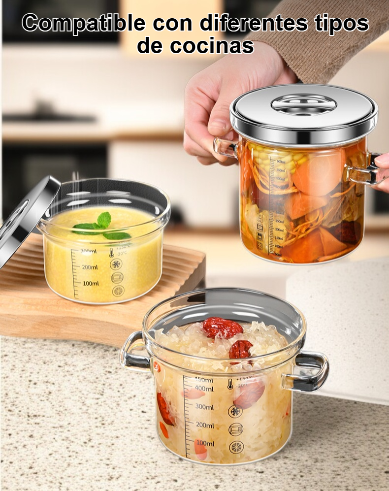 Detalle del vidrio resistente al calor de la olla transparente