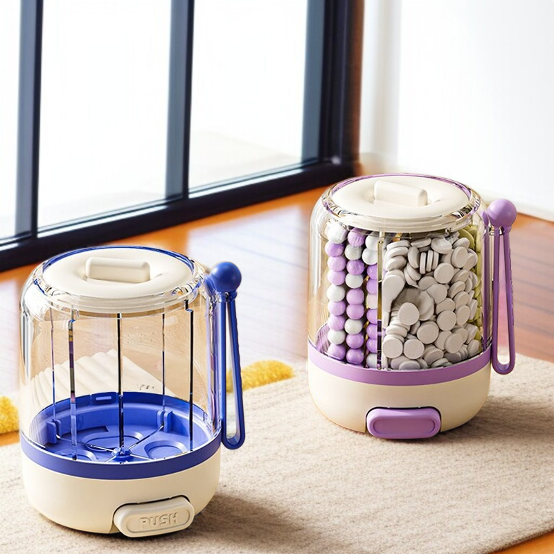 압착식 휴대용 분약통 1일 3식 7일 칸 원형 약품 소분함