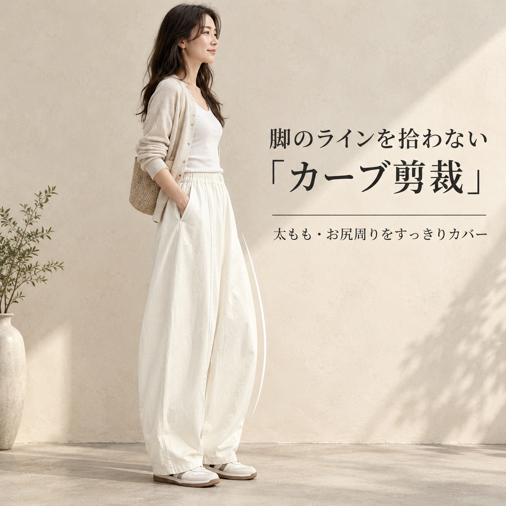 日系ハイウエストバルーンワイドパンツ レディース