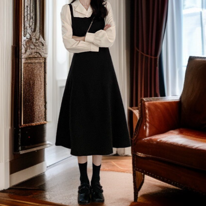 여성 스커트 봄 긴팔 원피스