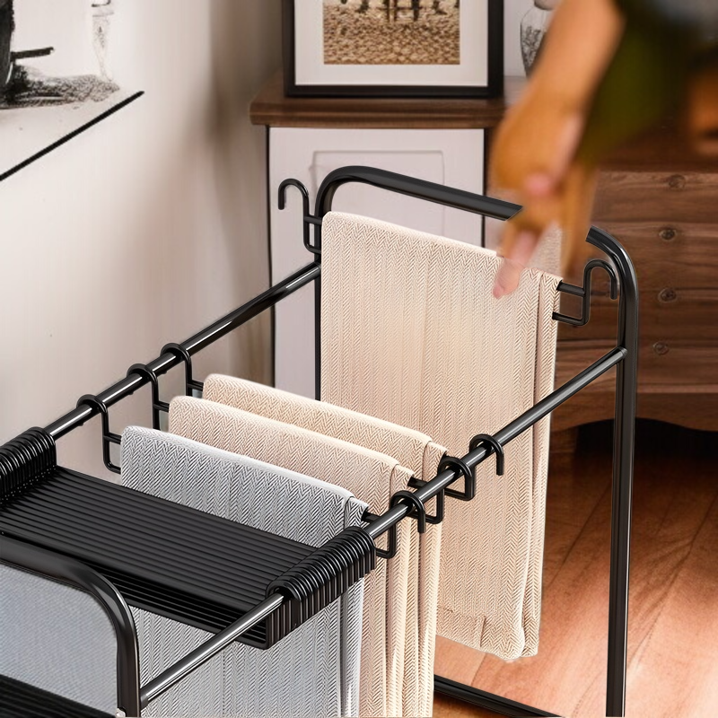 철예 바닥 바지 수납 선반 다기능 이동식 옷장 걸이 바지 스커트 바지 선반 수납 바지 선반