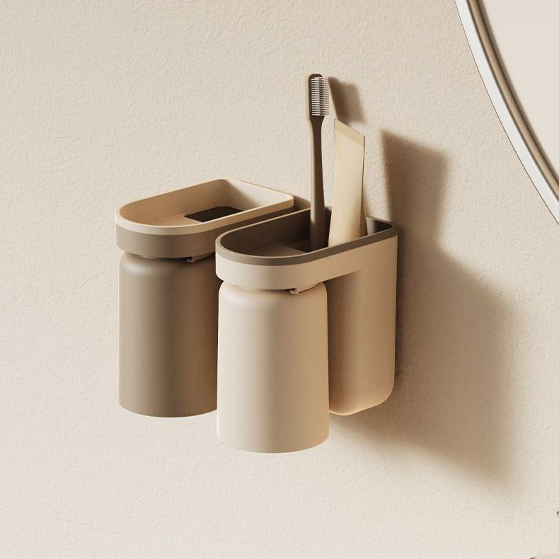 벽걸이형 거꾸로 설치되는 물빠짐 칫솔컵 정리대