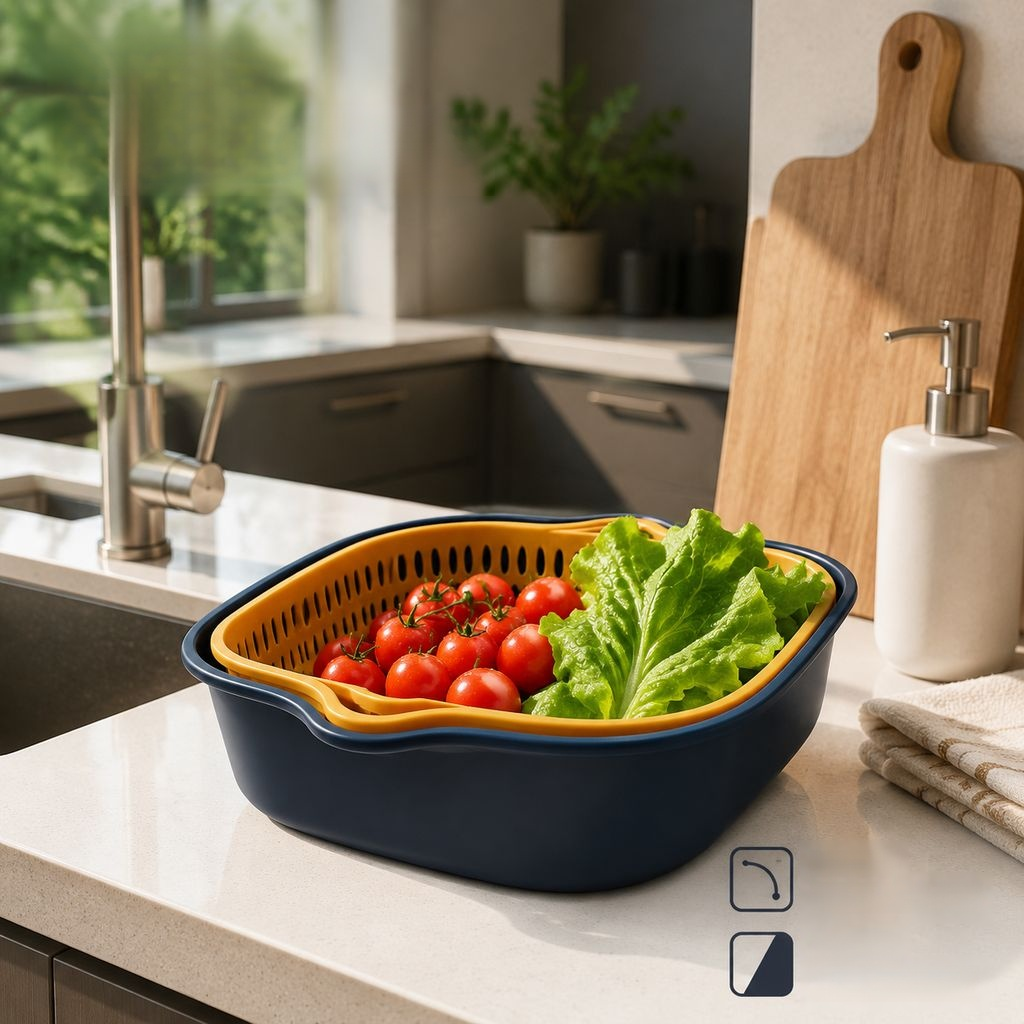 Panier de lavage à légumes double couche