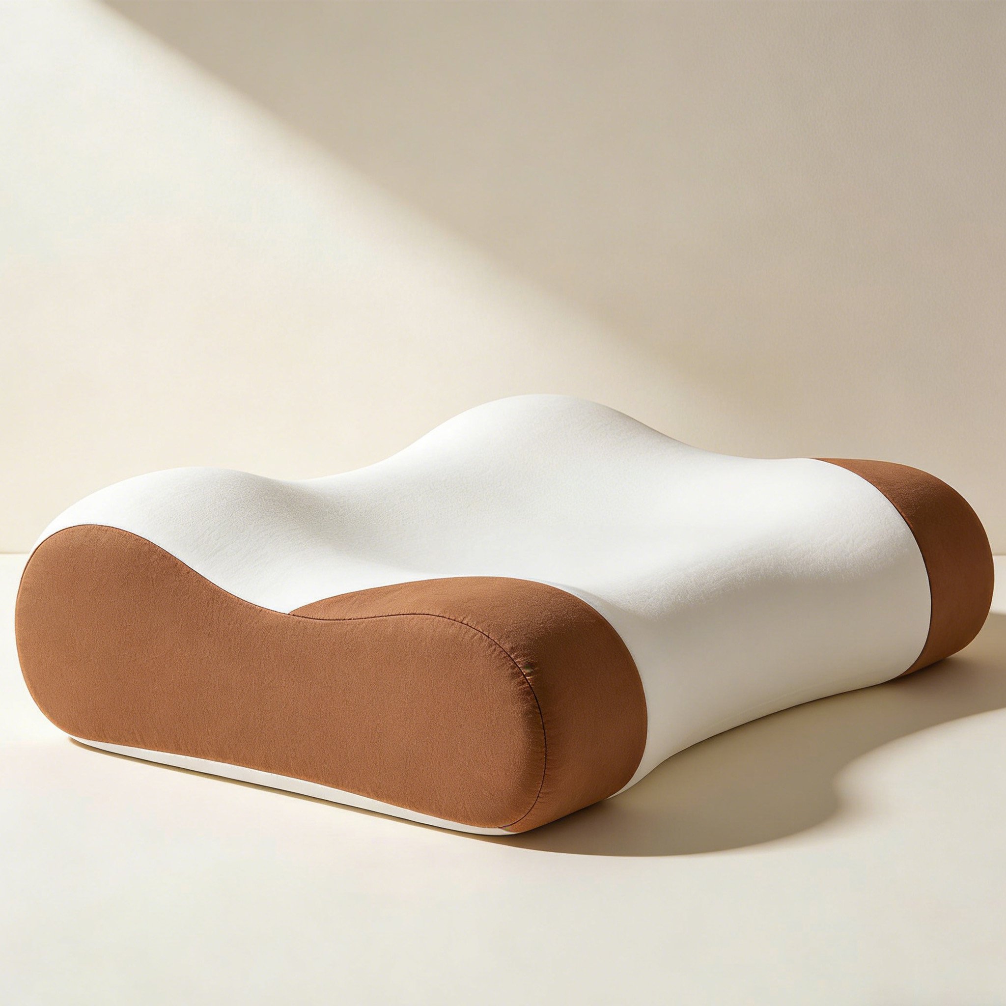 Gedächtnis-Latex-Nackenkissen auf weißem Hintergrund