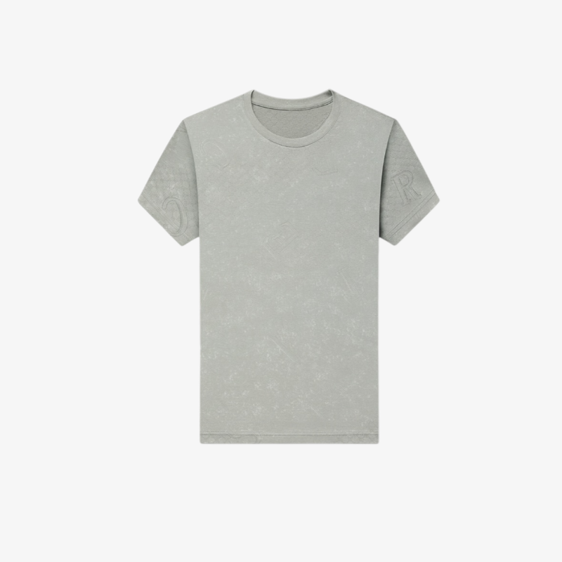 トレンド メンズ シルク光沢 ジャカード 快適Tシャツ
