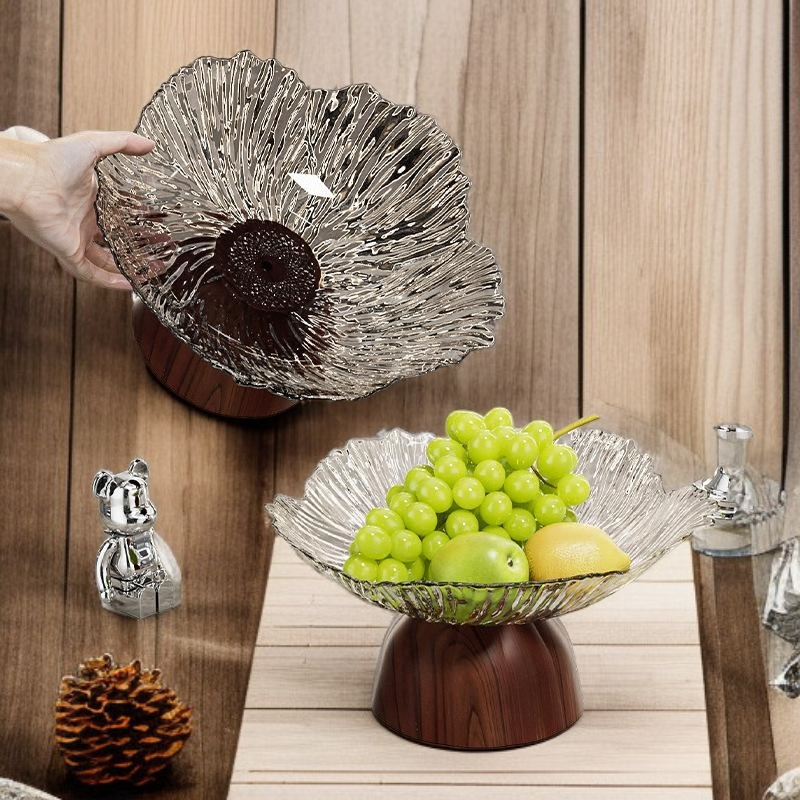 나무 무늬 가벼운 사치풍 높은 발 과일 쟁반
