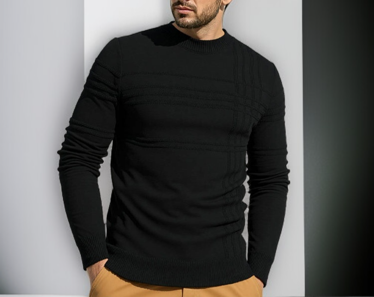 남성 단색 베이스 니트 재킷 측면 이미지