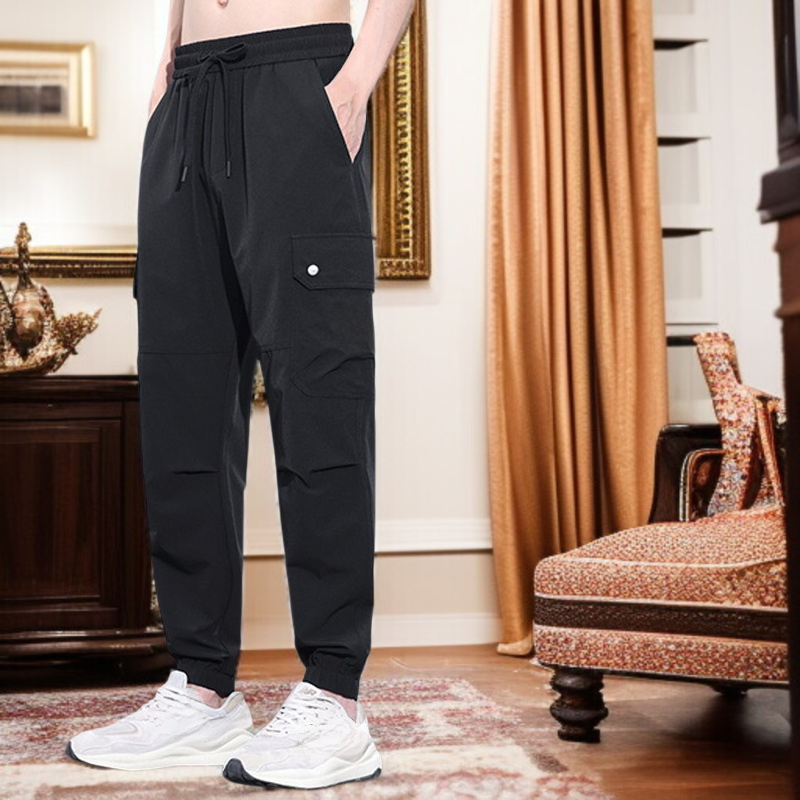 남성 와이드 배기 아이스 통기성 카고 팬츠 봄 조거 속건 트레이닝 캐주얼 팬츠 멀티 포켓 아메리칸 와이드 빅 사이즈 팬츠