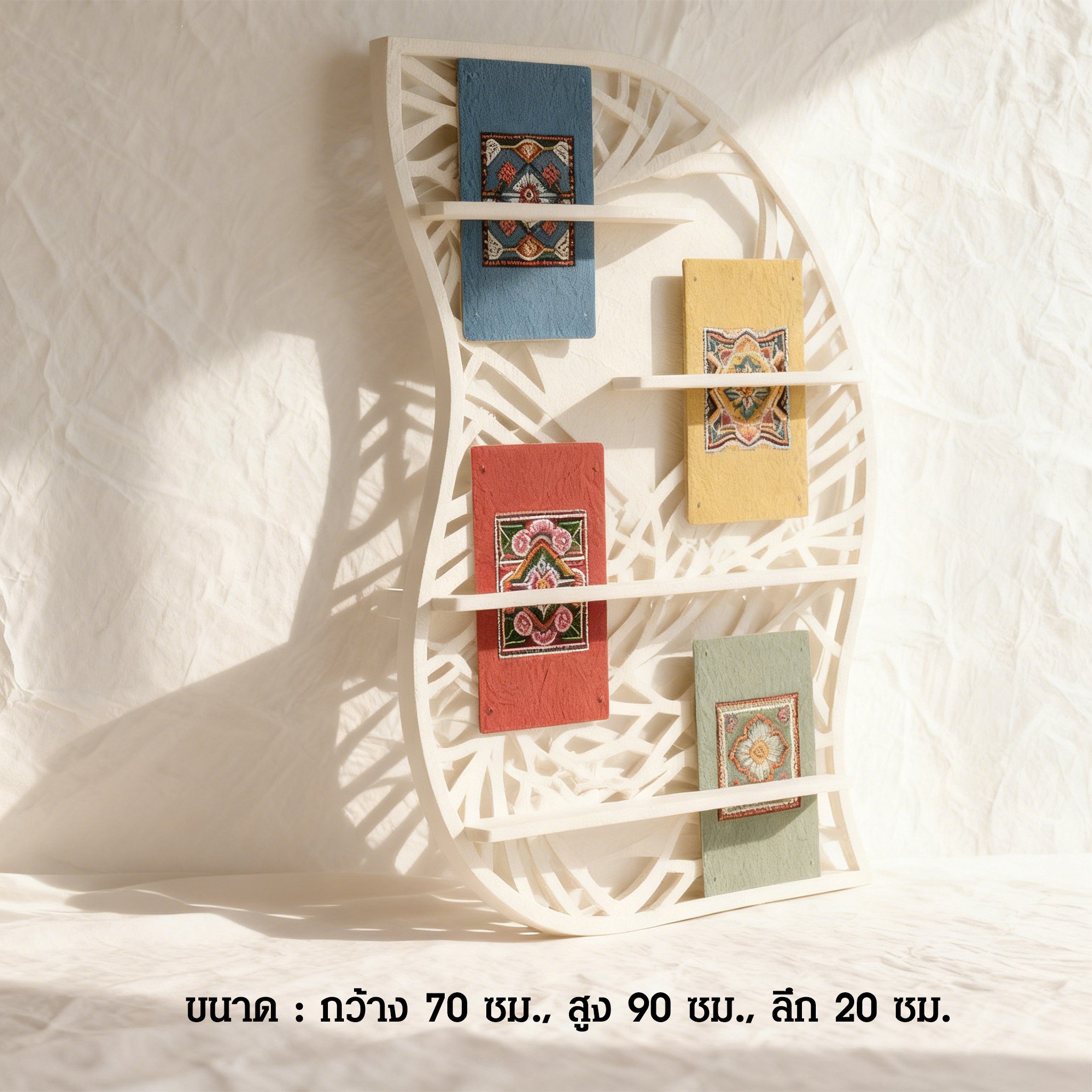 ชั้นวางหนังสือไม้โปร่งประหยัดพื้นที่