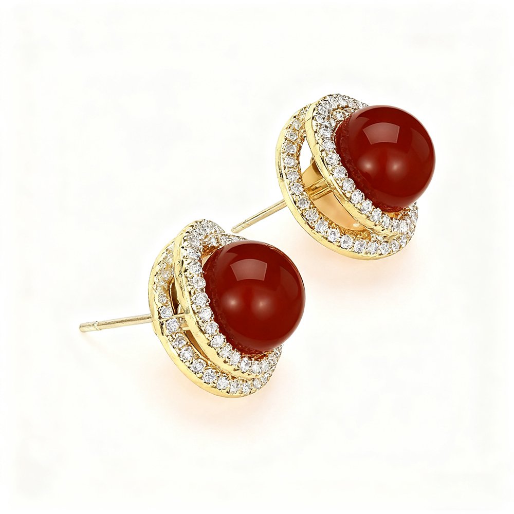 Rote Achat-Ohrringe (3er-Set)