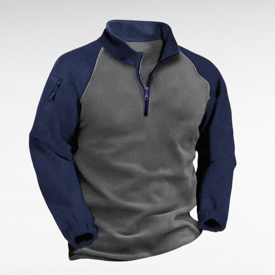 Herren-Fleece-Sweatshirt, beidseitig tragbar, Stehkragen, Frühling & Herbst