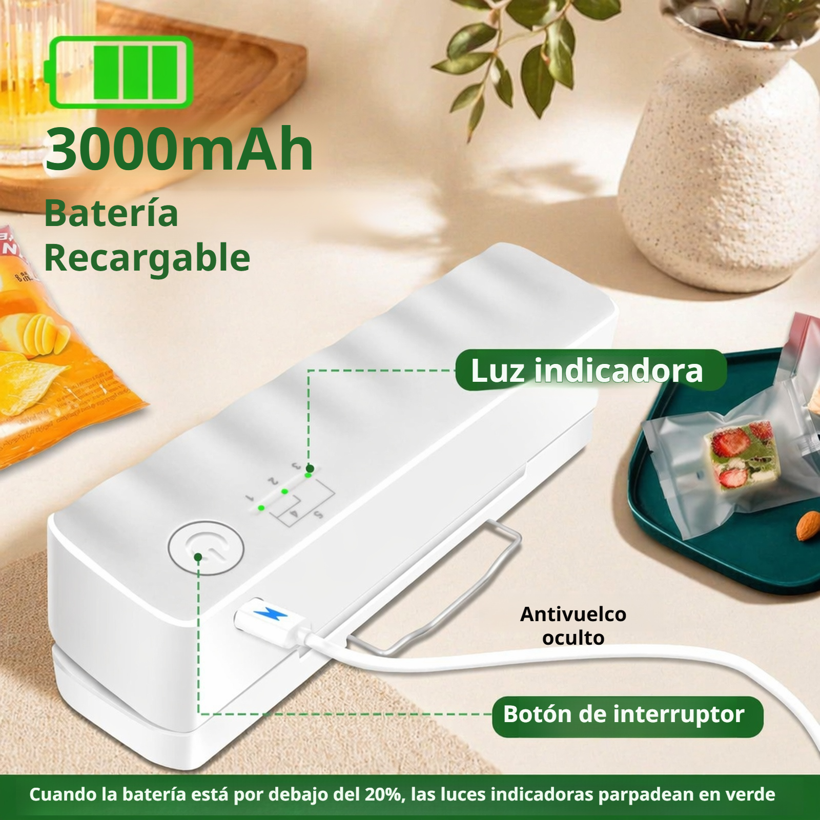 Selladora portátil con diseño ergonómico