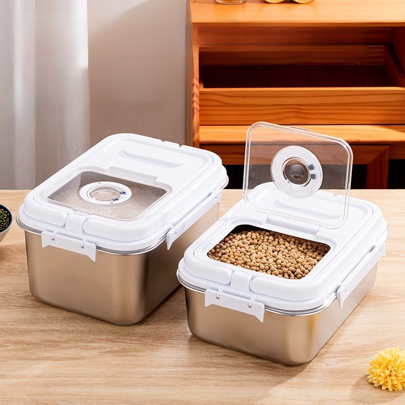 Acero inoxidable engrosado y sellado para almacenar cubos de arroz multifuncionales