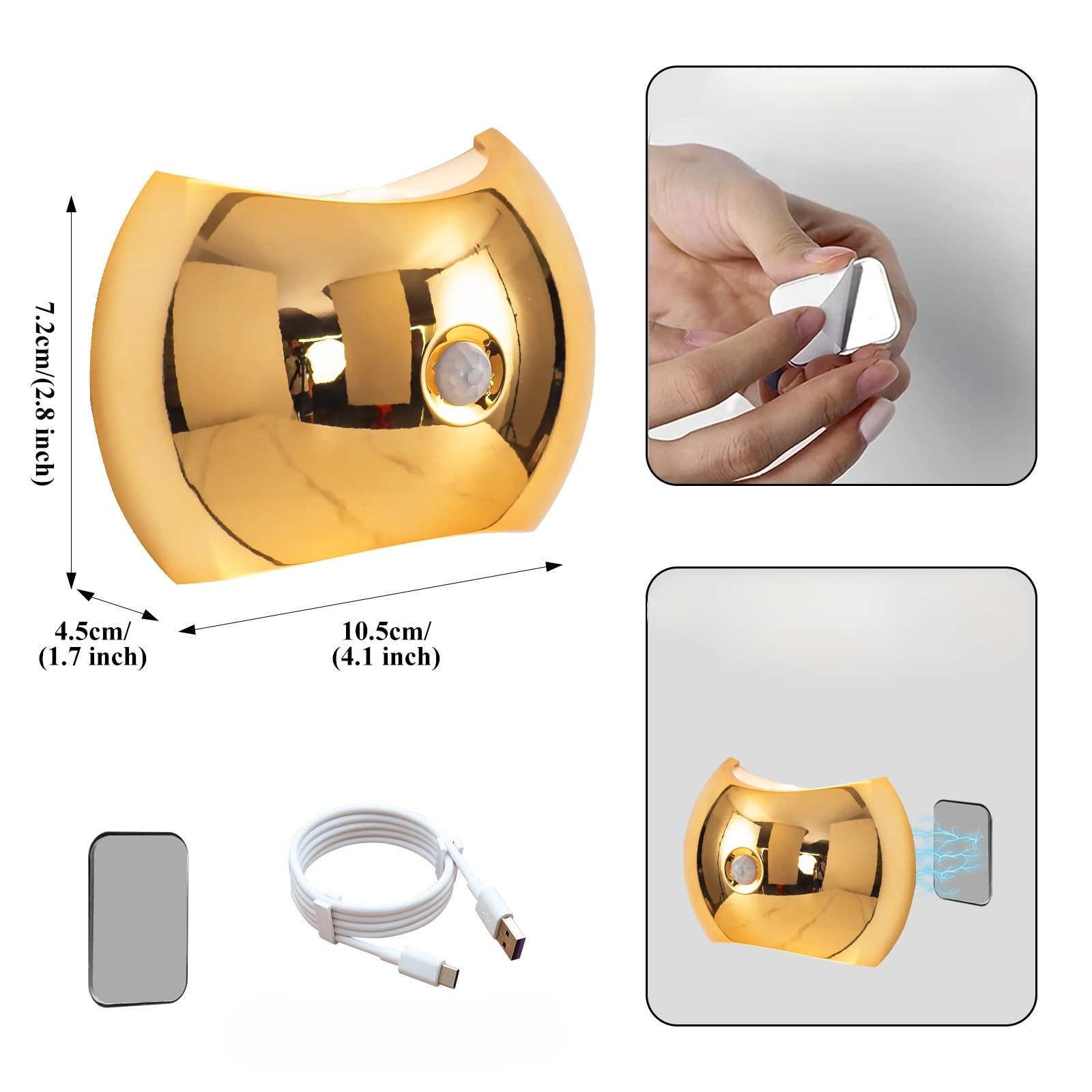 Charging magnetic wall light LED bedroom bedside lamp USB hole free