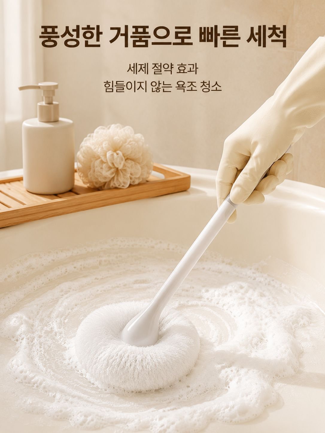부드러운 브러쉬모가 확대된 욕실 청소 브러쉬