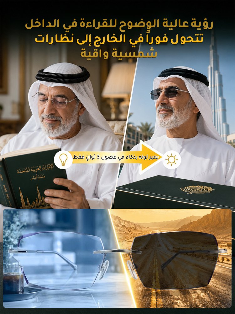 (إطار خفيف بوزن 4 غرام فقط) نظارات قراءة راقية فائقة الخفة من التيتانيوم النقي، متعددة البؤر ومتغيرة