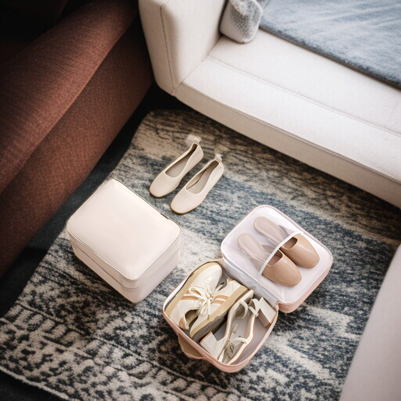 旅行用靴収納バッグ 折りたたみ式 ポータブル 3層 立体 靴バッグ 旅行用