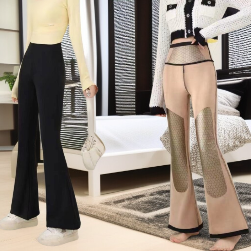  سروال شارك نسائي بخصر مرتفع وقصة ضيقة، تصميم فضفاض للخريف والشتاء