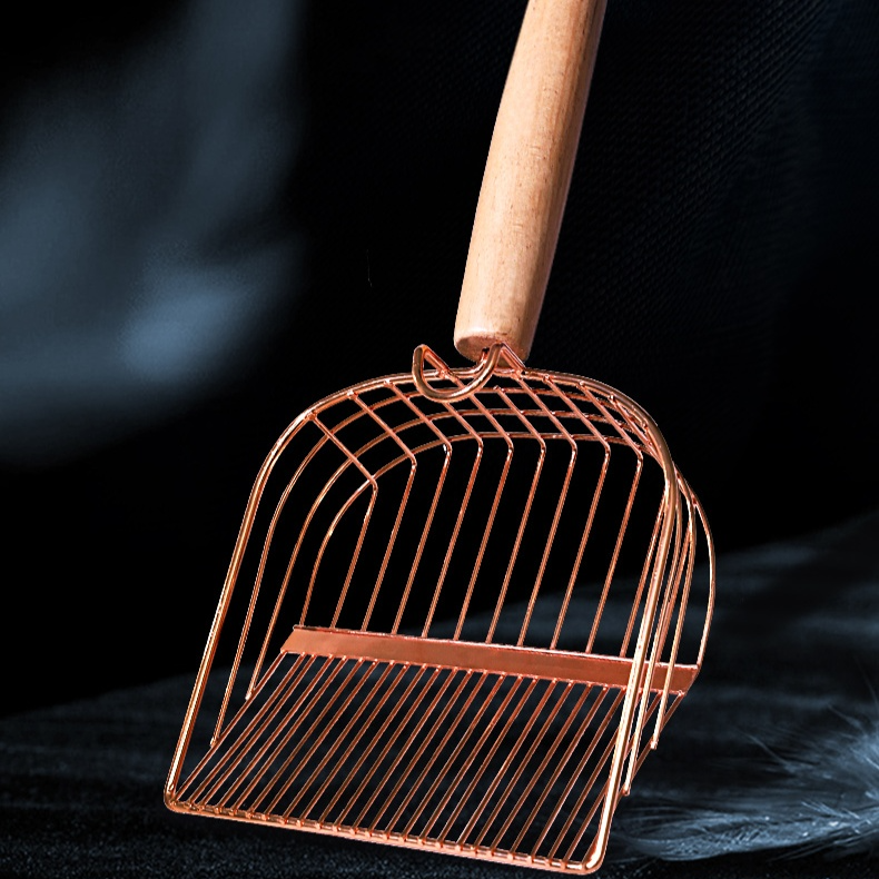 Metal cat litter scoop with hook