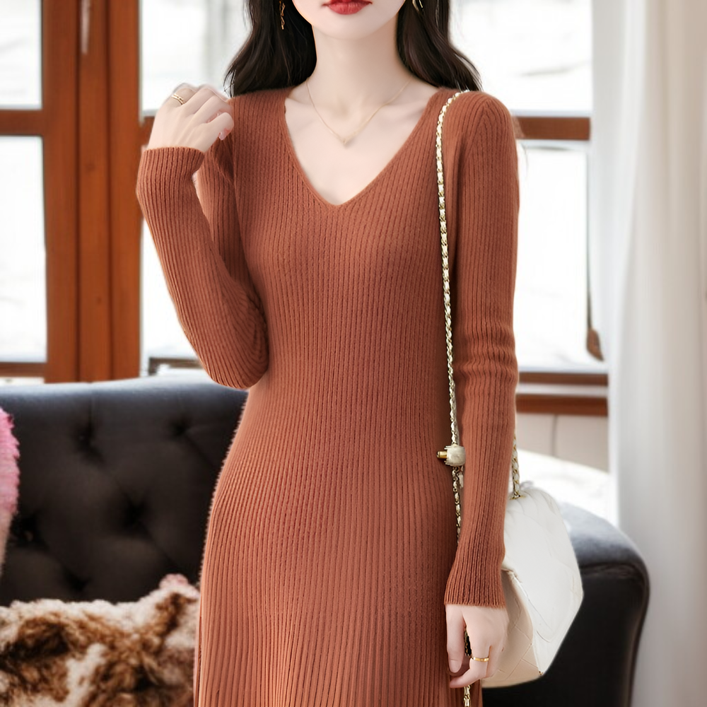 秋冬コーデに最適なニットワンピース着用イメージ