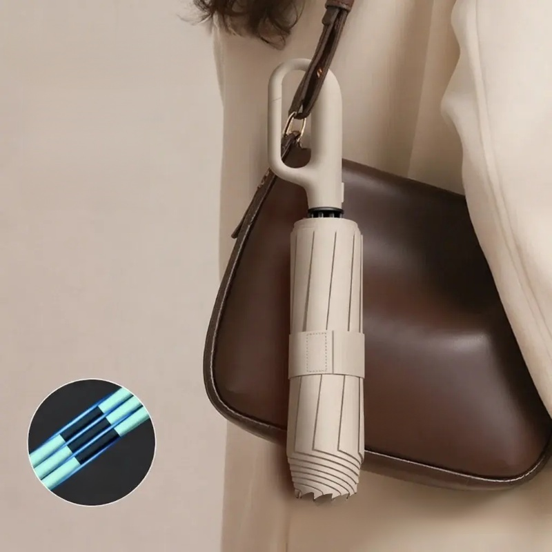 Vollautomatischer faltbarer Sonnenschutz-Regenschirm für Sonne und Regen mit Ringverschluss