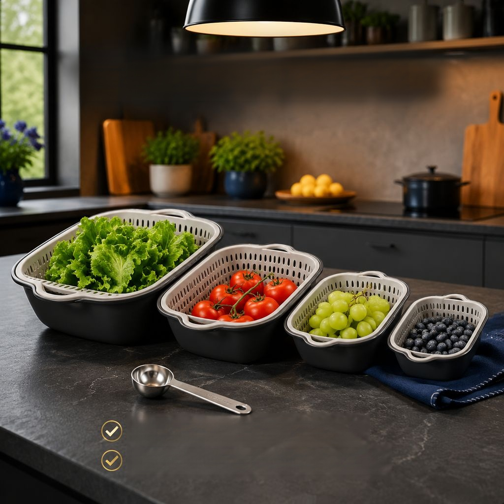 Panier de lavage à légumes double couche