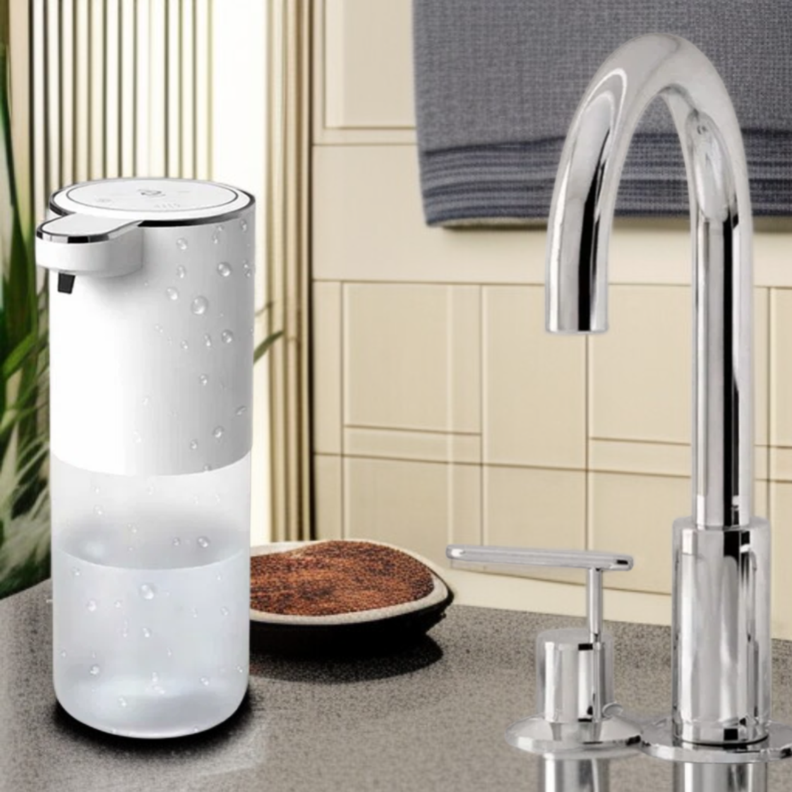 Distributeur de savon moussant intelligent à capteur, rechargeable, pour table ou mur