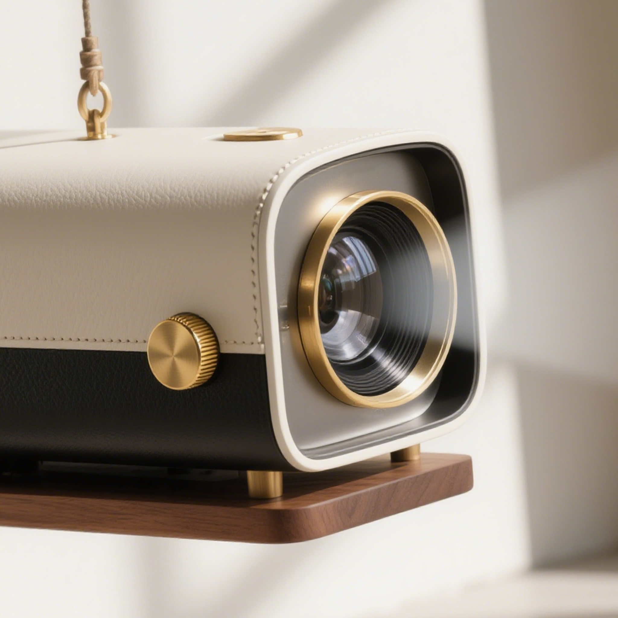 เครื่องโปรเจคเตอร์แบบแขวนพร้อมฐานไม้ดีไซน์ทันสมัย