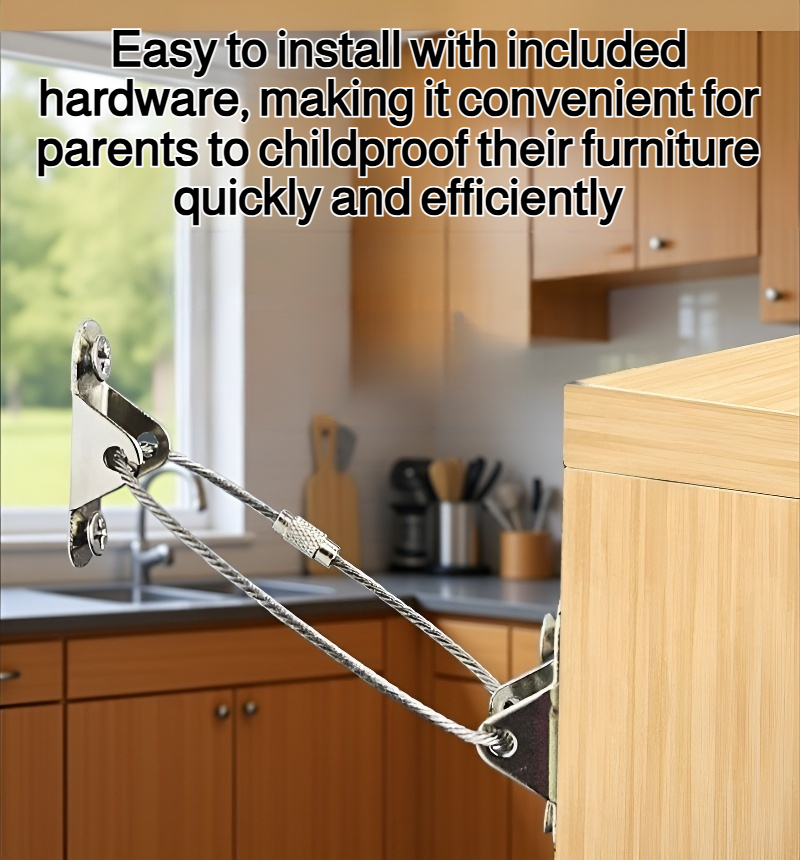 Furniture Anti-Tip Device with Metal Strap for Child Safety