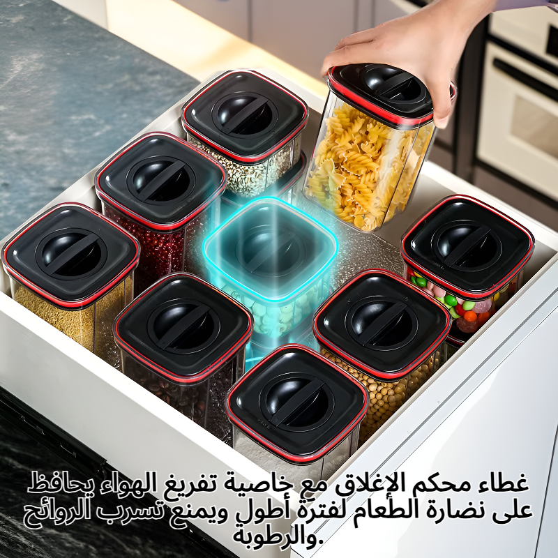 حاوية تخزين طعام قابلة للتكديس والدوران ومحكمة الإغلاق بتفريغ الهواء