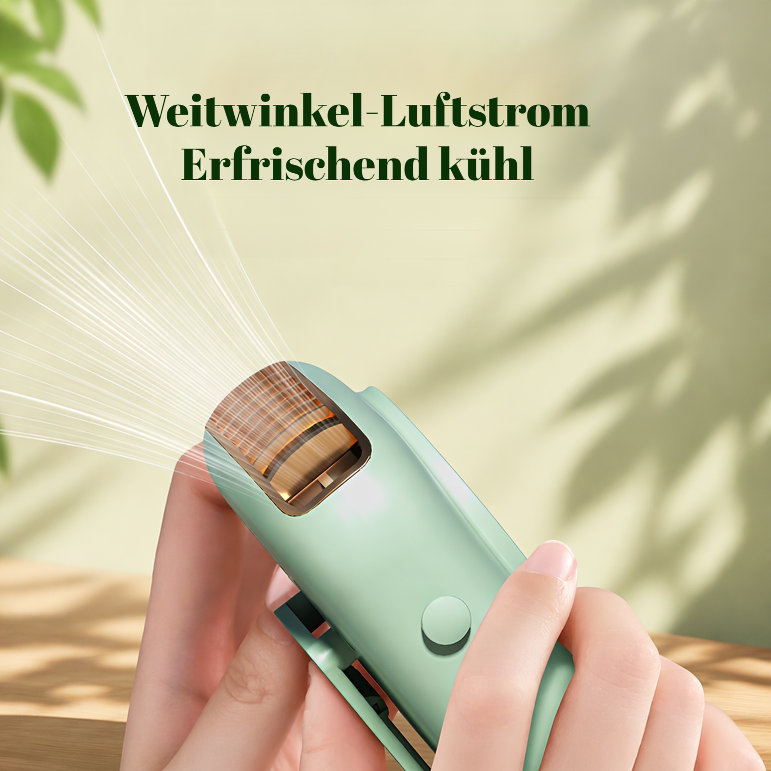 Intelligenter Mini-Nackenventilator mit digitaler Anzeige und siebenfarbiger Ambientebeleuchtung