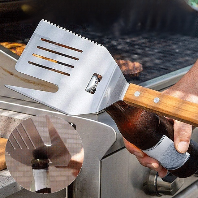 Multi-functional barbecue spatula