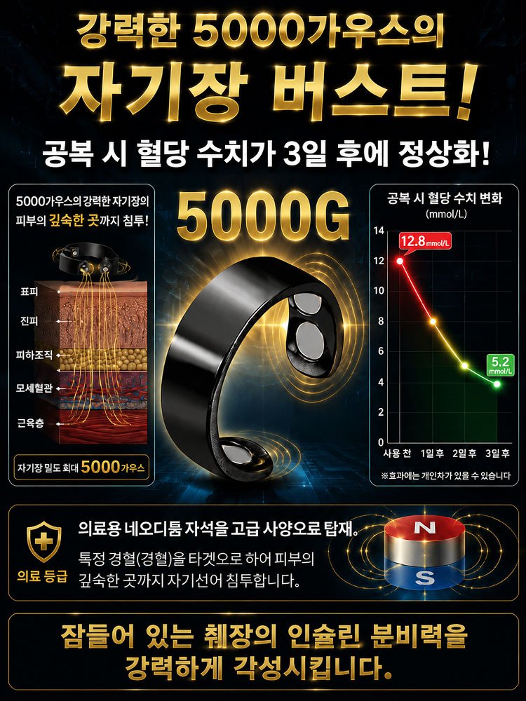 췌장 회복·자기치료 혈당강하 반지