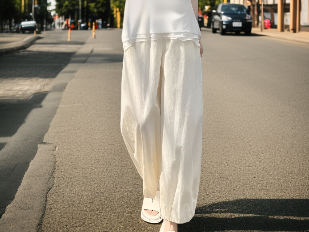 여성 얇은 배기 팬츠 드롭 박시 빅사이즈 패션 아이스 벌룬 팬츠 캐주얼 배기 팬츠