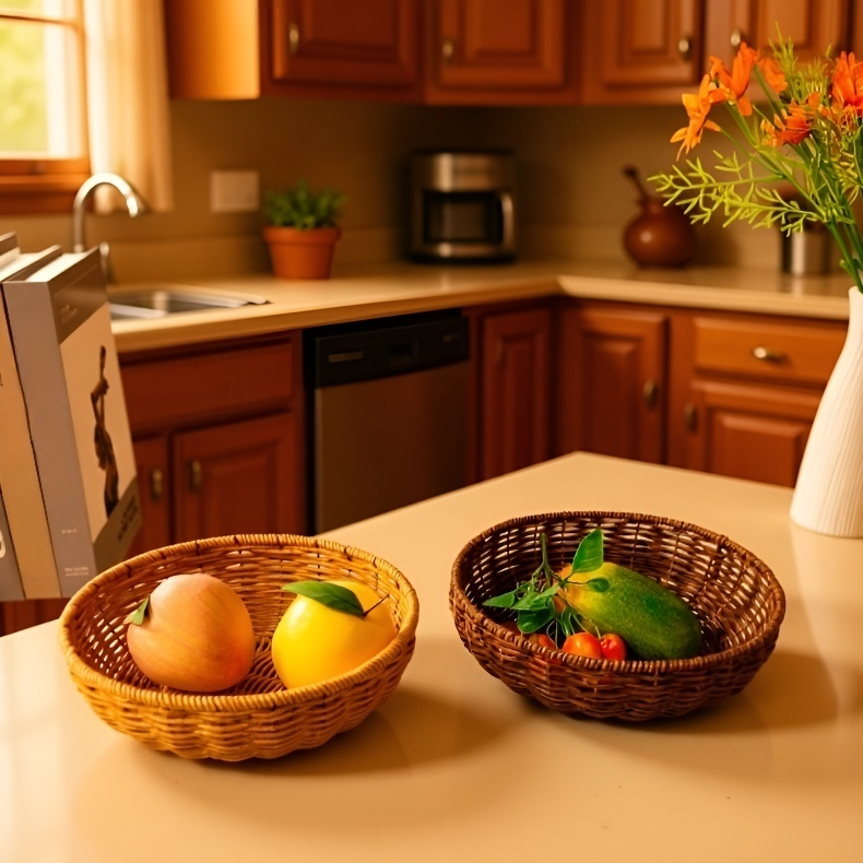 Stylish rattan basket with assorted produce