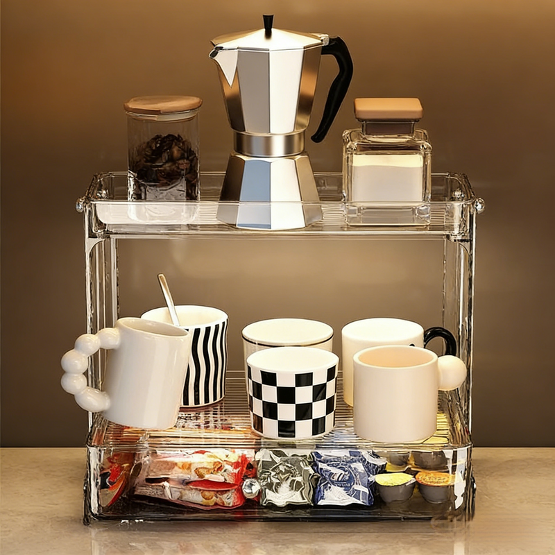 高端輕奢冰河紋桌上杯架收納辦公家用