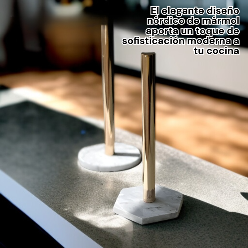 Porta rollos de papel y organizador de plástico film estilo nórdico de mármol para cocina