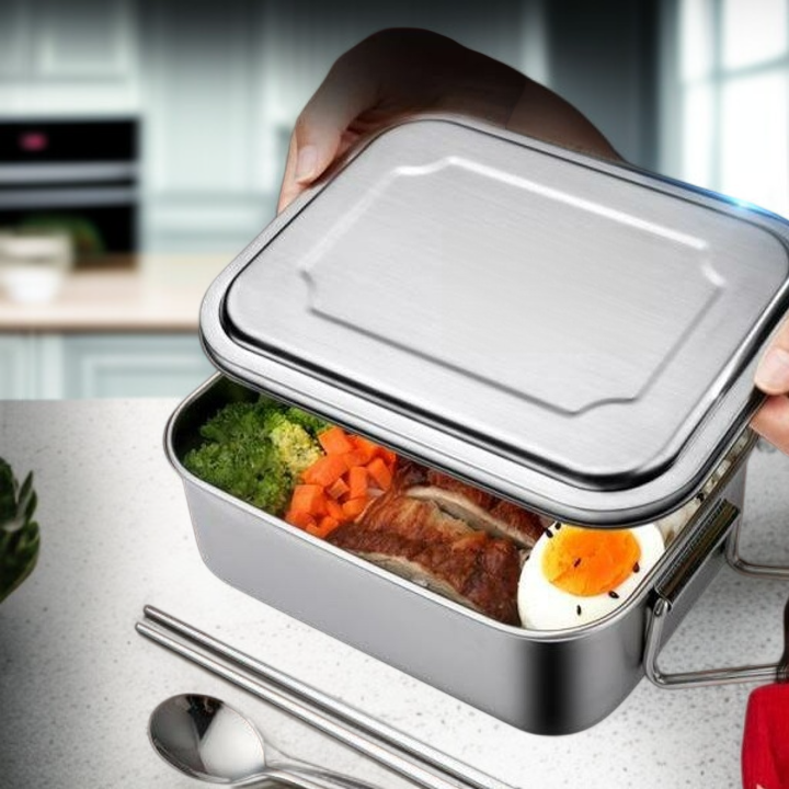 Student Large Capacity 304 Stainless Steel Thermal Lunch Box Without Divider with Lid