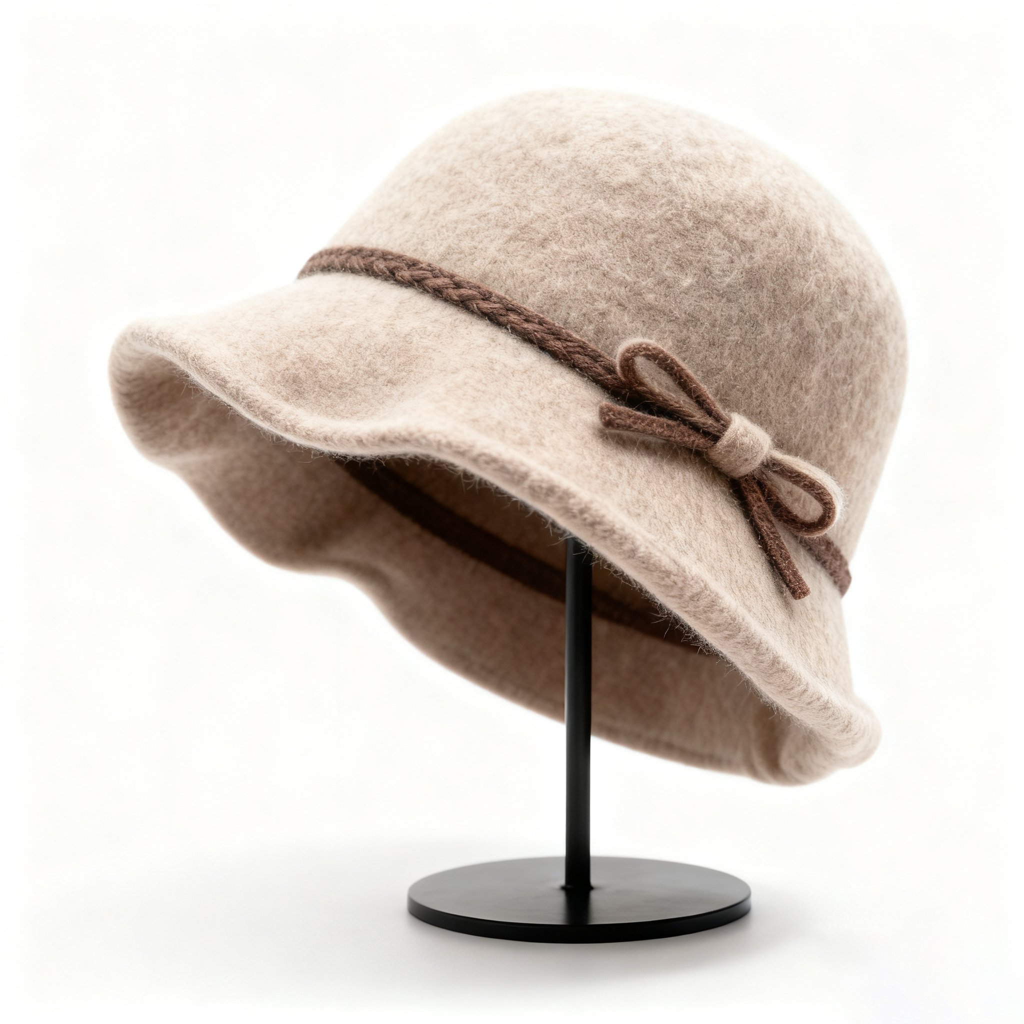  우아한 리본 와이드 햇 