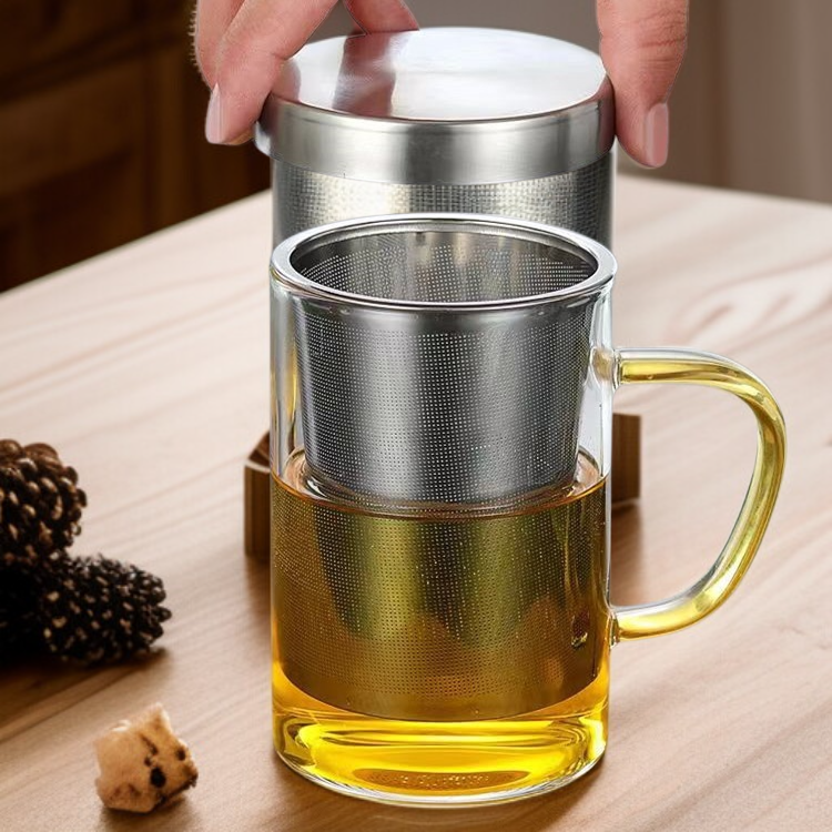 고온용 사무실 티컵 물분리 스테인리스 티컵 뚜껑 필터 포함